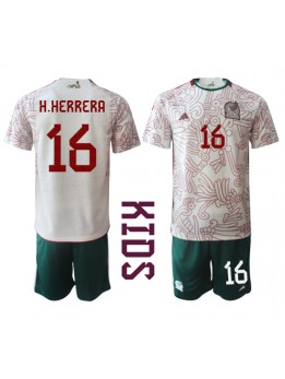 Billige Mexico Hector Herrera #16 Bortedraktsett Barn VM 2022 Kortermet (+ Korte bukser)